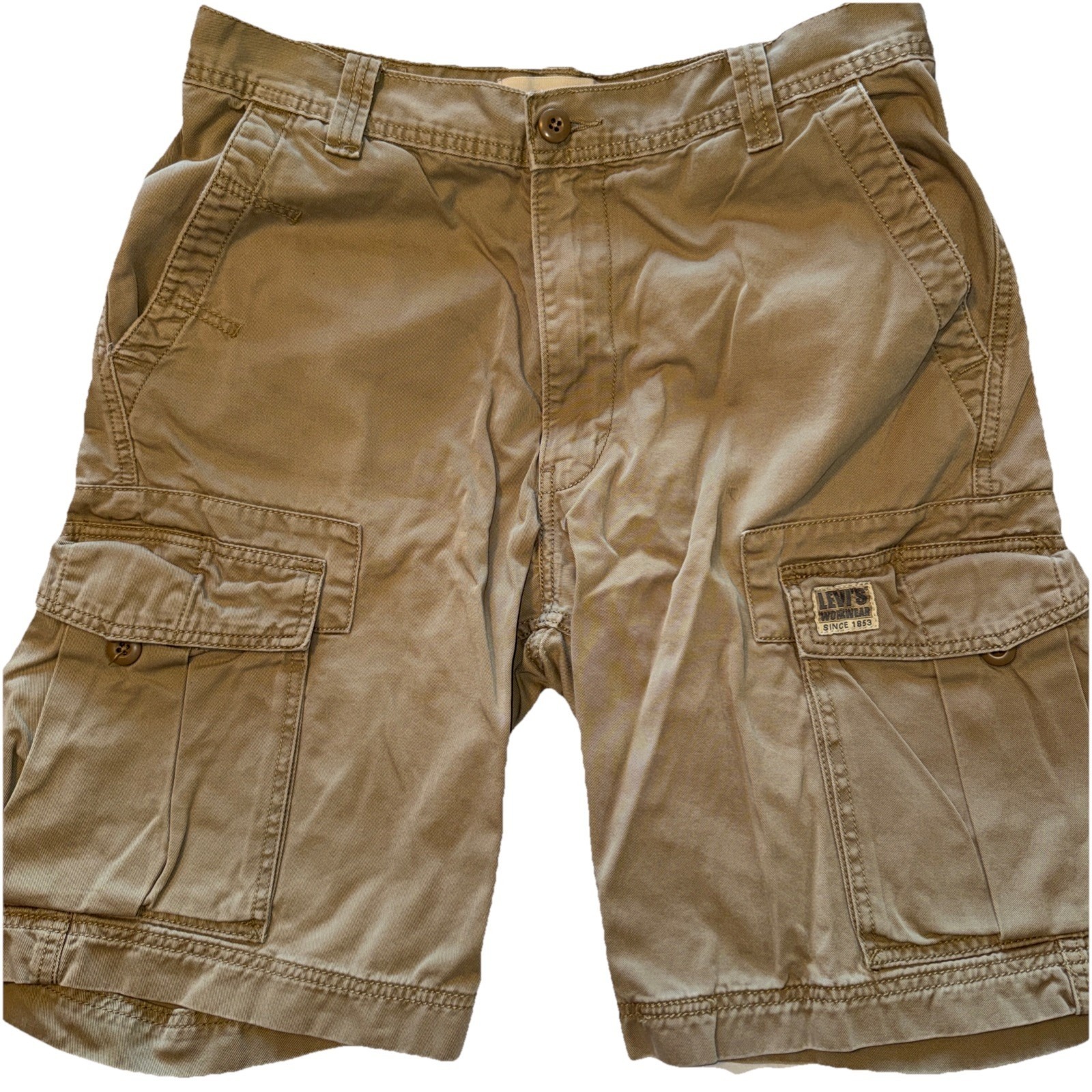 Levis Cargo Shorts Mens 32 Brown Khaki Baggy Flap Pockets Street Work Retro Y2k